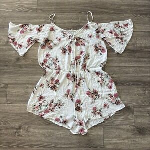 L.A. Hearts Boho Ballerina Lightweight Floral‎ Romper Mini Tiered Womens M